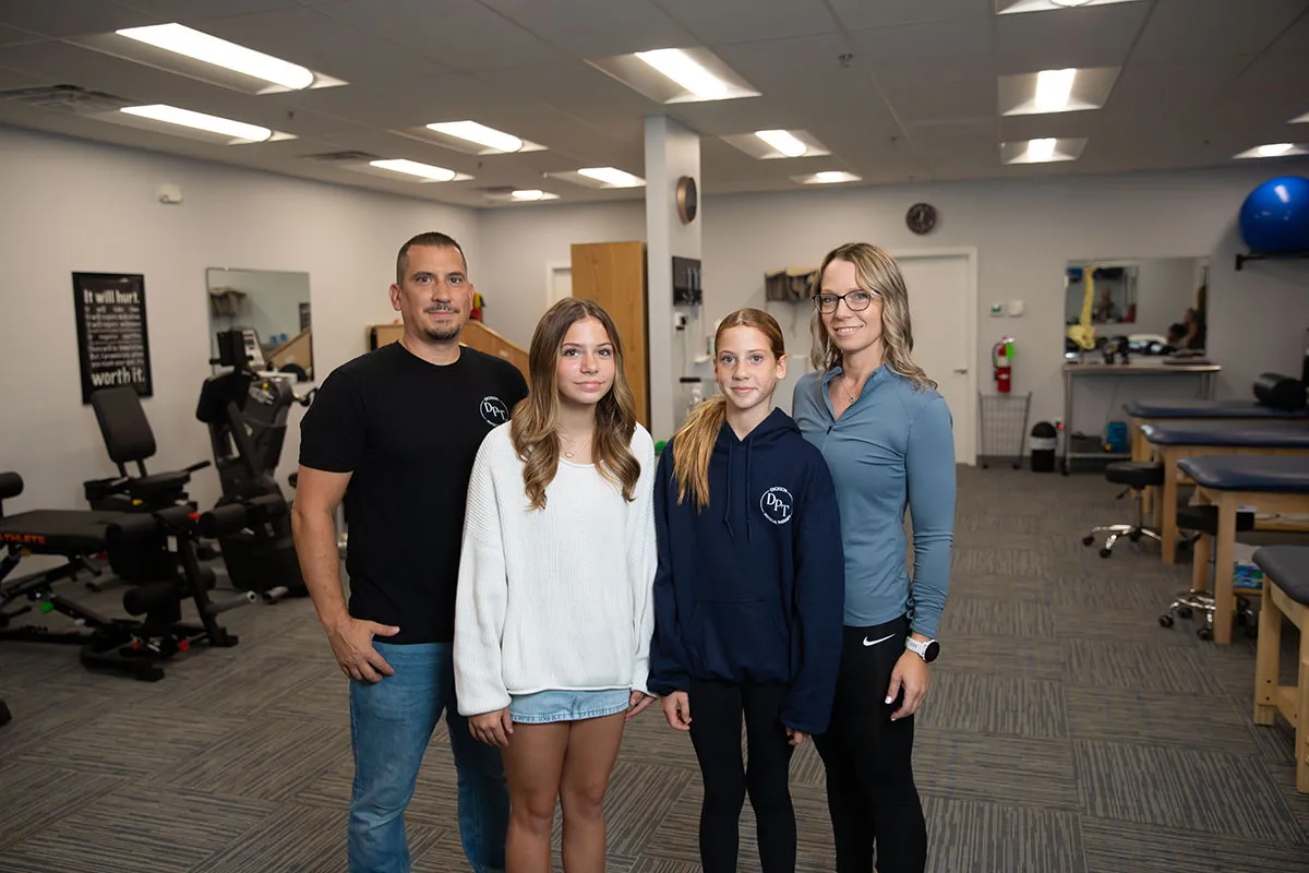 The Dickson family inside the Dickson Physical Therapy clinic in Salisbury, MD