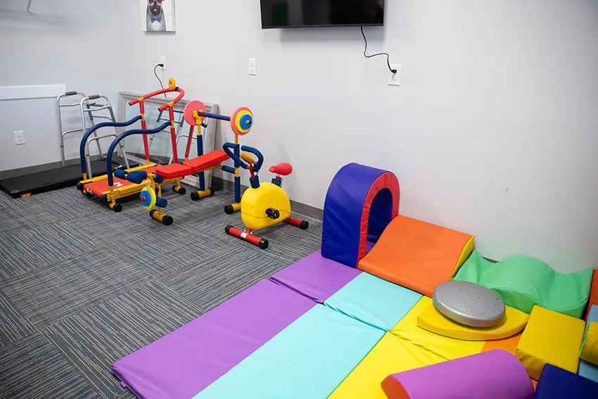 Soft play mats and equipment in the pediatric treatment area